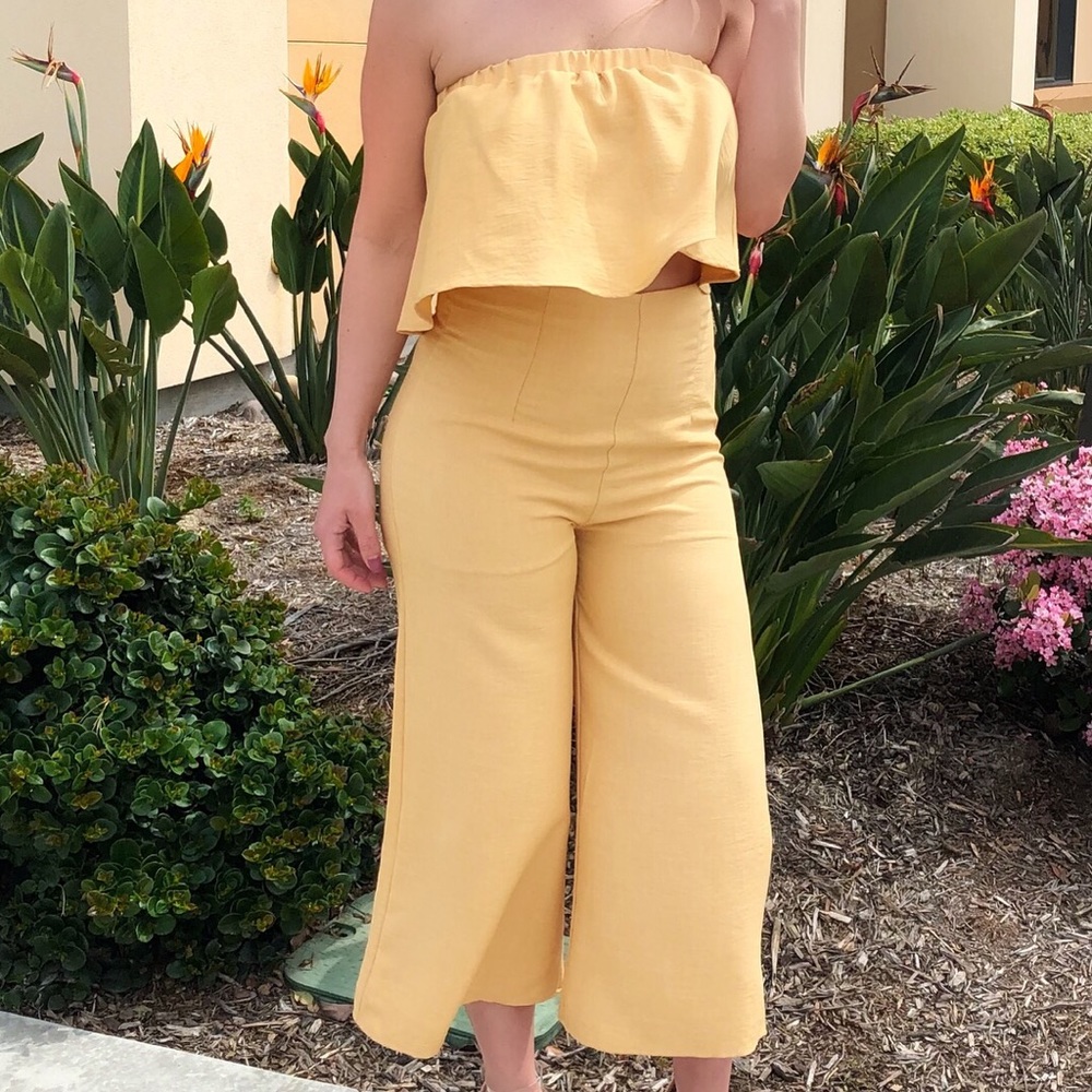 Two Piece Sleeveless Jumper - Mustard / Linen Jumper / Spring Jumper / Jumpsuit
